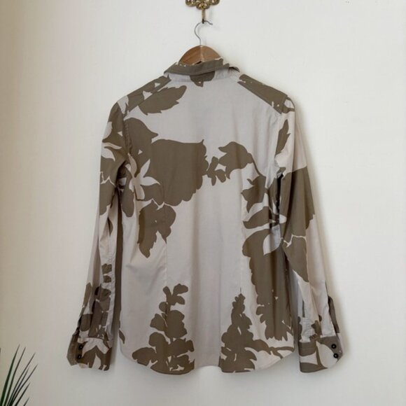 ETRO Floral Button Front Shirt 46 US10 Khaki Long Sleeve - Picture 4 of 5